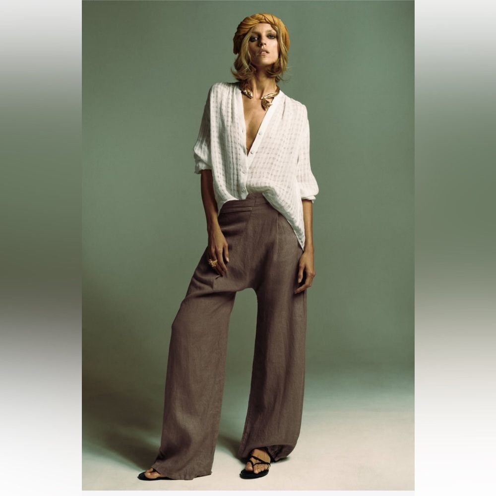 NWT Zara Asymmetric Linen Pants XS